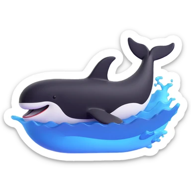 orca swimming with black and white Nike sneakers visible, energetic, simple background sticker