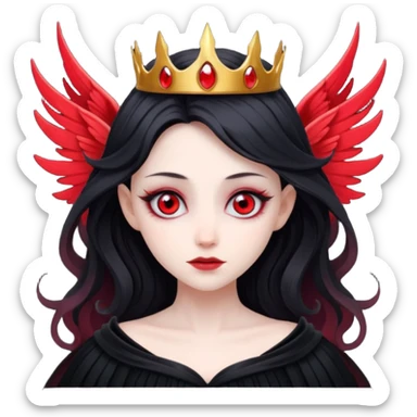 Dark fairy queen – Black gown, red eyes, wings


























 sticker