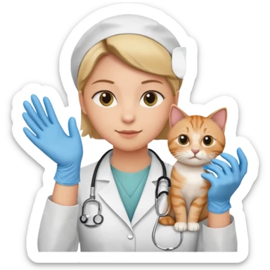 veterinarian examining a cat sticker