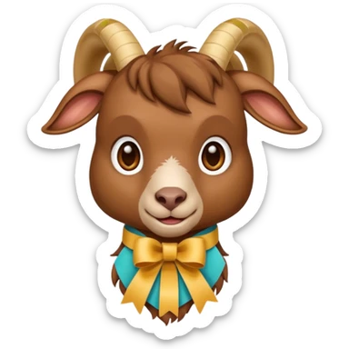 brown goat with ribbon pookie sticker