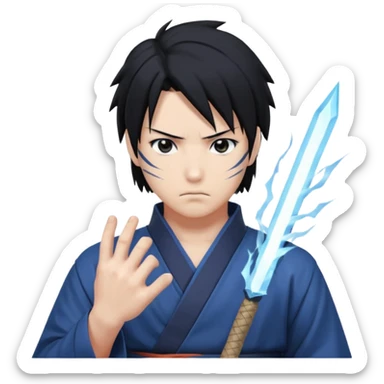 Sasuke on pose attack sticker