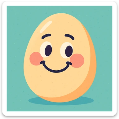 cartoon egg with a smiling face, pastel colors sticker