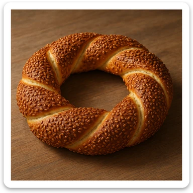 simit, the classic Turkish sesame bagel, 3D realistic style sticker