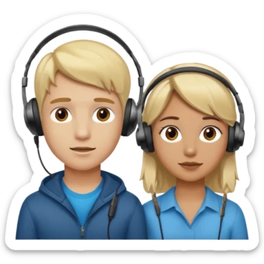pc gamer very blonde boy and latina girl with brown hair  headsets sticker