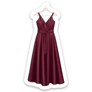 Luxury long sparkling silk dress in dark-cherry-Red-colour on hanger sticker