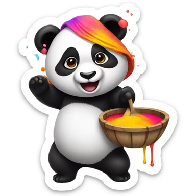 Panda playing holi sticker