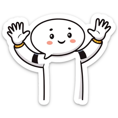 cartoon character asking for more with speech bubble sticker