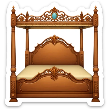 vintage antique old wooden warm-colored aesthetic bed sticker