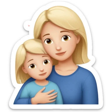 The mother and child should hug each other, and inside the speech bubble, it should say "I love you very much, Mommy" in French. sticker