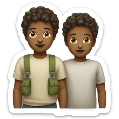 A young child and his older sibling sticker