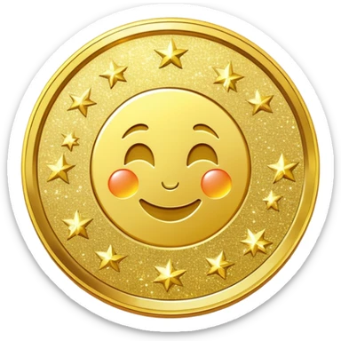 gold coin combined with sparkling glitter, shiny and festive sticker