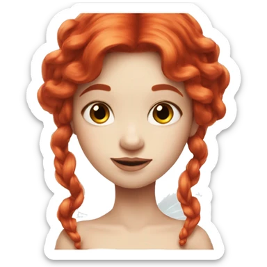 a white skin fairy, long red hair and wings sticker