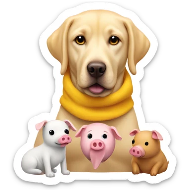 Yellow Labrador with pigs in blankets toy sticker