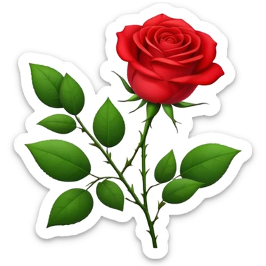 A beautiful red rose flower with green stem and leaves sticker