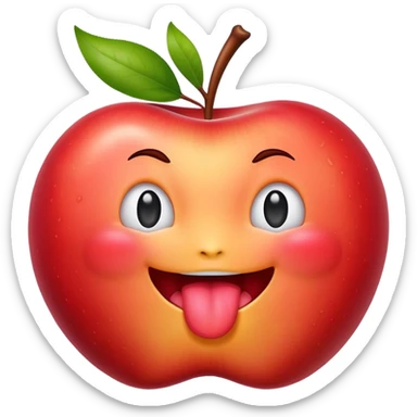 Original apple peach emoji with tongue licking it  sticker