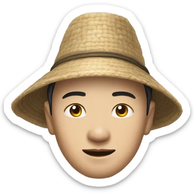 photorealistic Chinese peasant in sedge hat sticker