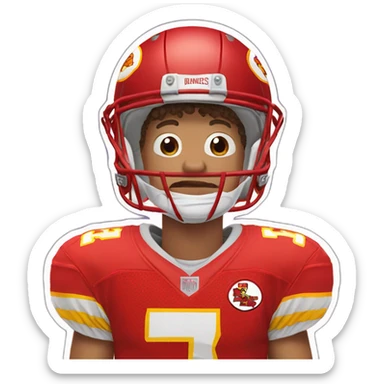 Mahomes with butterfly wings in his back crying with a football in his hands sticker