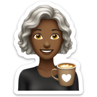 living happy female coffee cup black sticker