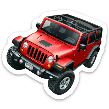 Red jeep wrangler unlimited rock crawling sticker