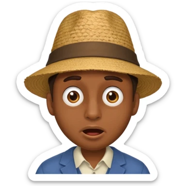 homme créole réunionnais  étonné  avec chapeau sticker