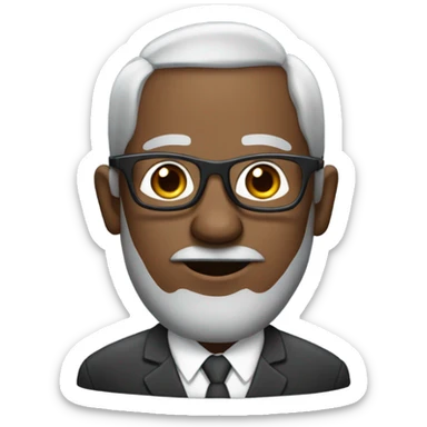 berry sanders with small round face and suit and glasses and buzz cut and small black eyes and small gray beard and small black eyes and wrinkled forehead sticker