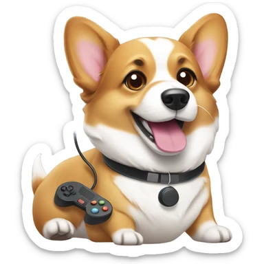 Corgi dog holding a game controller  sticker