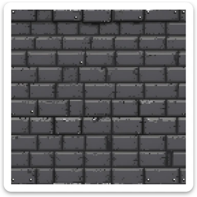 solid metal stone block wall with rivets and industrial details, very dark gray with subtle metallic highlights, 32x32 game asset background, darker version sticker