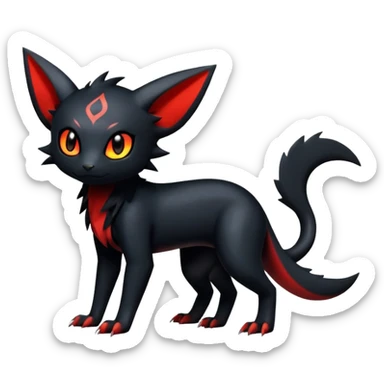 Dark Cute Shiny Edgy Litten-Salandit-Umbreon-Fakémon-hybrid-creature (full body)  sticker