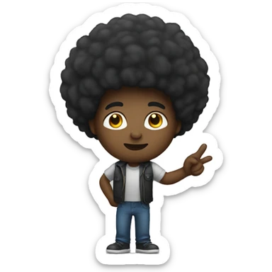 black guy with afro giving the salute  sticker