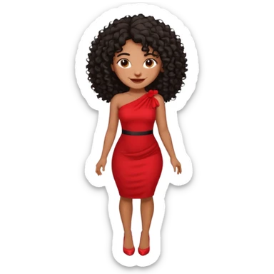 brown skinnen lady with curly black hair, shoulder long hair, messy, nice curves sticker