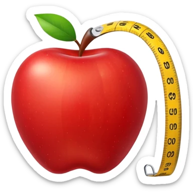 apple with a measuring tape sticker