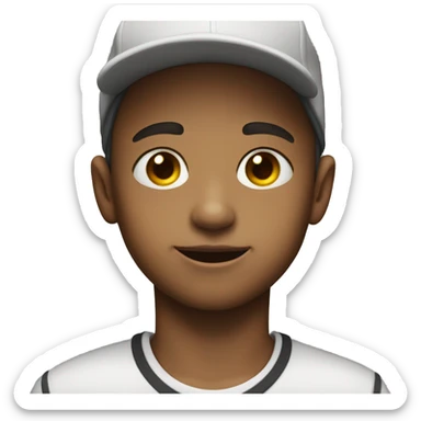 white skin school kid son wearing cap, one eye blink sticker