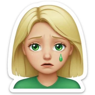 the girl is that criying she has green eyes and blondhair  sticker