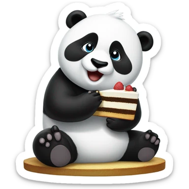 Panda eating cake sticker