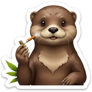 a otter smoking a joint surrounded by marijuana fumes sticker