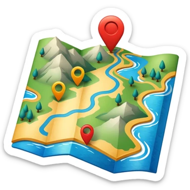 map with a marked route sticker