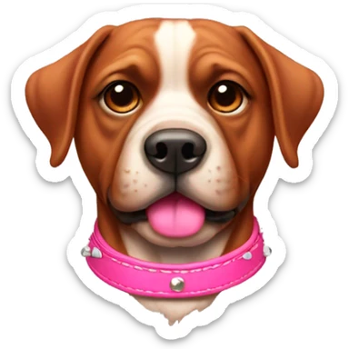 Red Beabull with a pink studded collar sticker