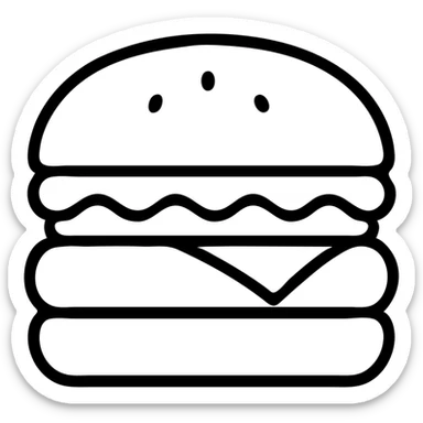 A hamburger with lettuce, tomato, and cheese sticker