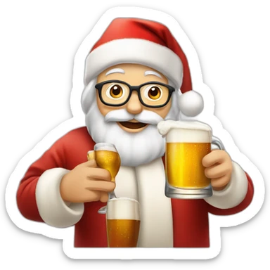 Père Noël qui offre un verre de bière à un enfant comme cadeau sticker