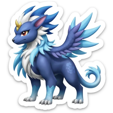 Shiny Sunny furry scaly painted Asian pastel-gradient Absol-Solgaleo-Luxray-Suicune-Amaura-fusion sticker