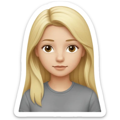 woman with long blonde hair, wear grey shirt sticker