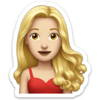 long blonde hair woman in red dress sticker