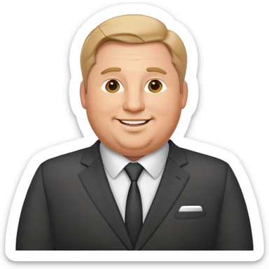 highly detailed happy plump white man in business suit, refined features, realistic proportions sticker