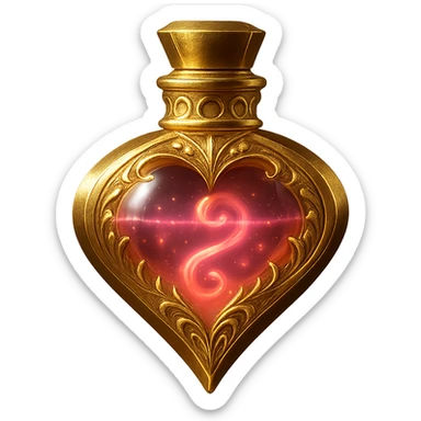 Maintain all main design elements including gold, pink butterflies, magical liquid with effects, transparent background, and sparkle. Change the bottle shape to a diamond form. The design should be elegant with glowing liquid inside and subtle pink effects. sticker