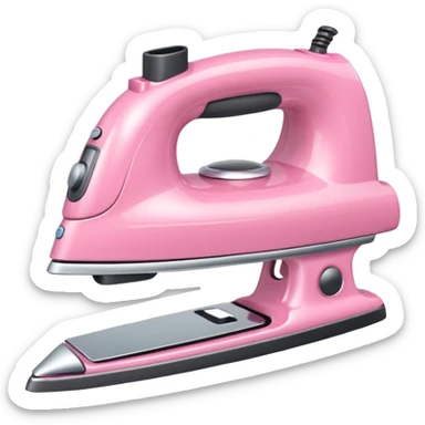 A baby pink hair iron in iOS emoji style, 3D icon, plastic texture, soft reflection, minimalist design. sticker