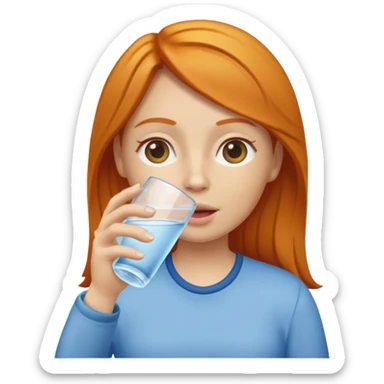 basic ginger woman drinking water sticker