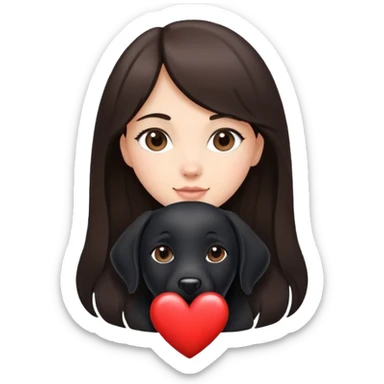 Brunette with a heart in the shape of a black labrador dog sticker