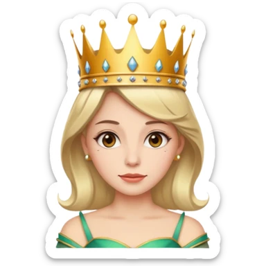 Give me an emoji of a women wearing neutral makeup with a crown. She is looking very smug sticker