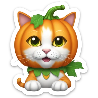 cat in a pumpkin costume sticker