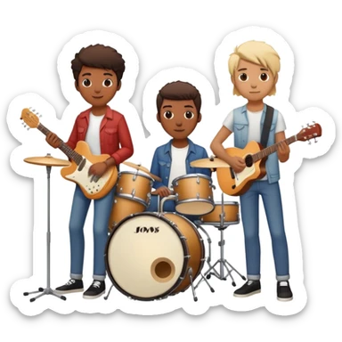 group of indie musicians with guitars, keyboards, and drums sticker